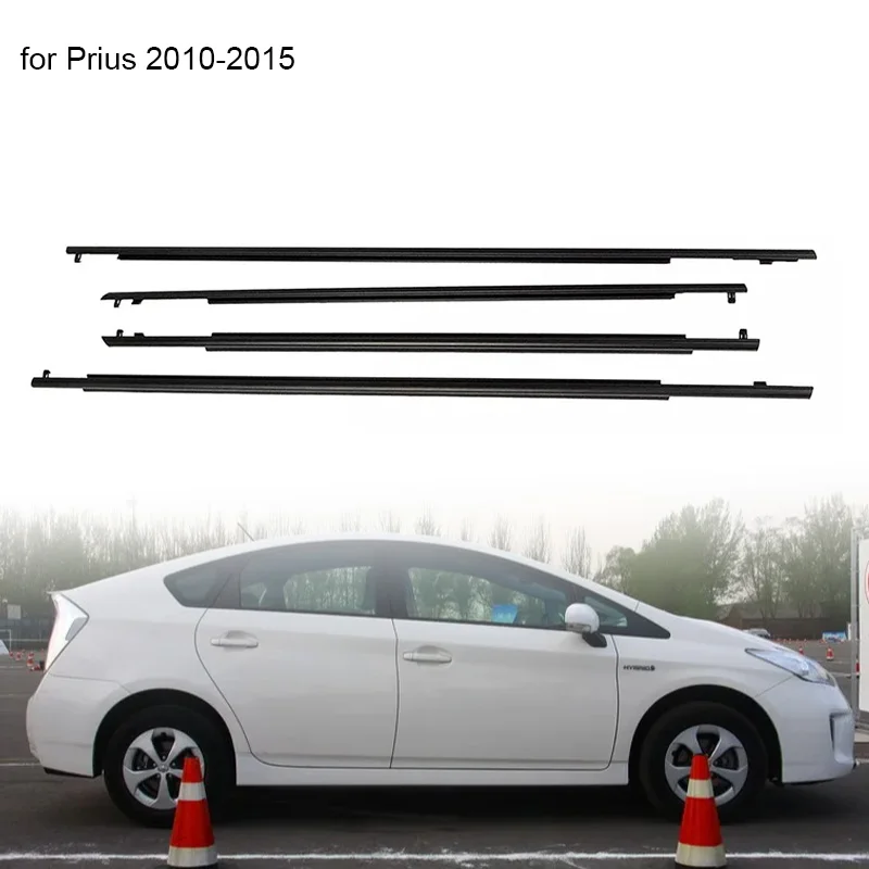 4 шт. накладка на окно для Toyota Prius 2010-2015, уплотнитель, боковая дверь, стекло, резиновый ремень, водонепроницаемый черный 75720-47021