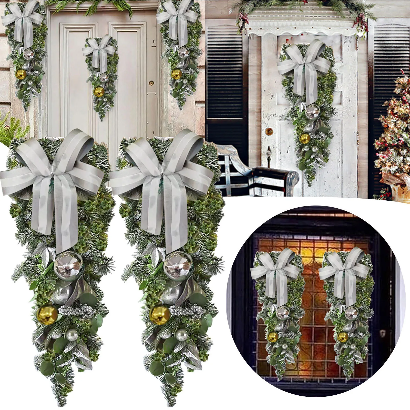 

Door Dead Ring Christmas Christmas Hanger Pendant Christmas Wreath Vine Decorations Branches Garland Wreath Window Suction Cups