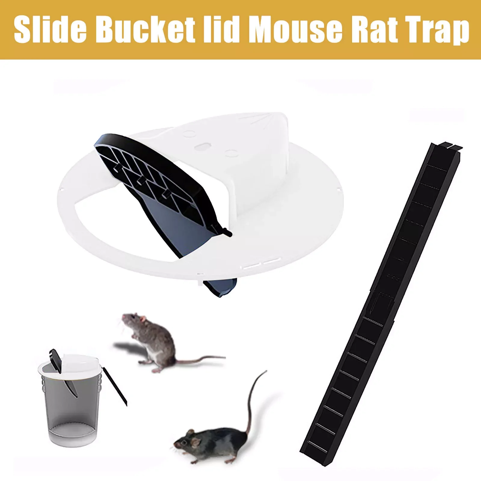 

NEW2023 Mousetrap Flip N Slide Bucket Lid Reusable Smart Rat Mouse Trap Mice Clamshell Automatic Humane Or Lethal Trap Door Styl