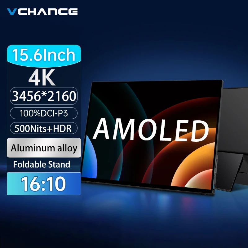 Фото VCHANCE 15,6-дюймовый портативный монитор 4K 3456*2160p 100% DCI-P3 500 нит офисный дисплей для ПК, ноутбука, телефона, переключателя XBox Macbook №1