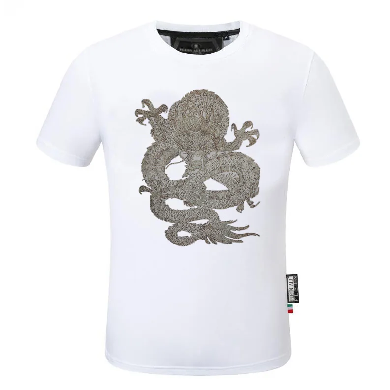 Футболка со стразами Plein ali модный цветной пуловер футболки с рукавами верхняя