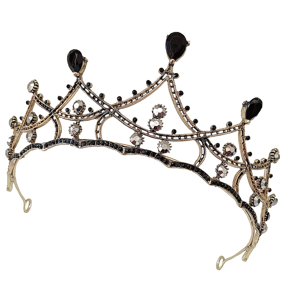 

Black Crown Wedding Headdress Women Tiaras Bridal Banquets Bride Prom Headpieces Rhinestone Crowns Diamante Headband