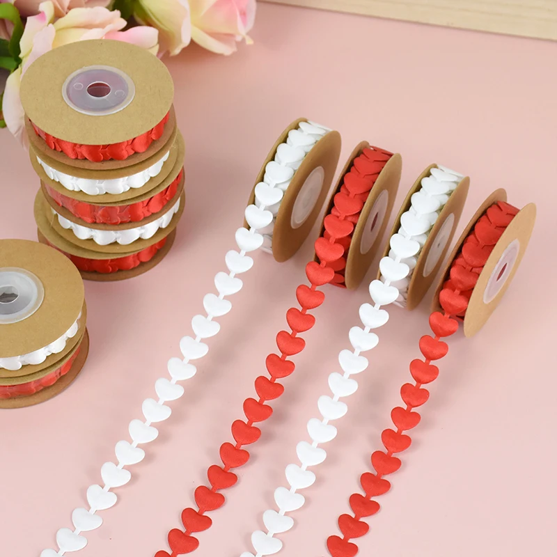 

5Meters 15mm Love Heart Polyester Ribbon DIY Handmade Craft Romantic Gifts Packaging Belt for Wedding Birthday Party Decoration