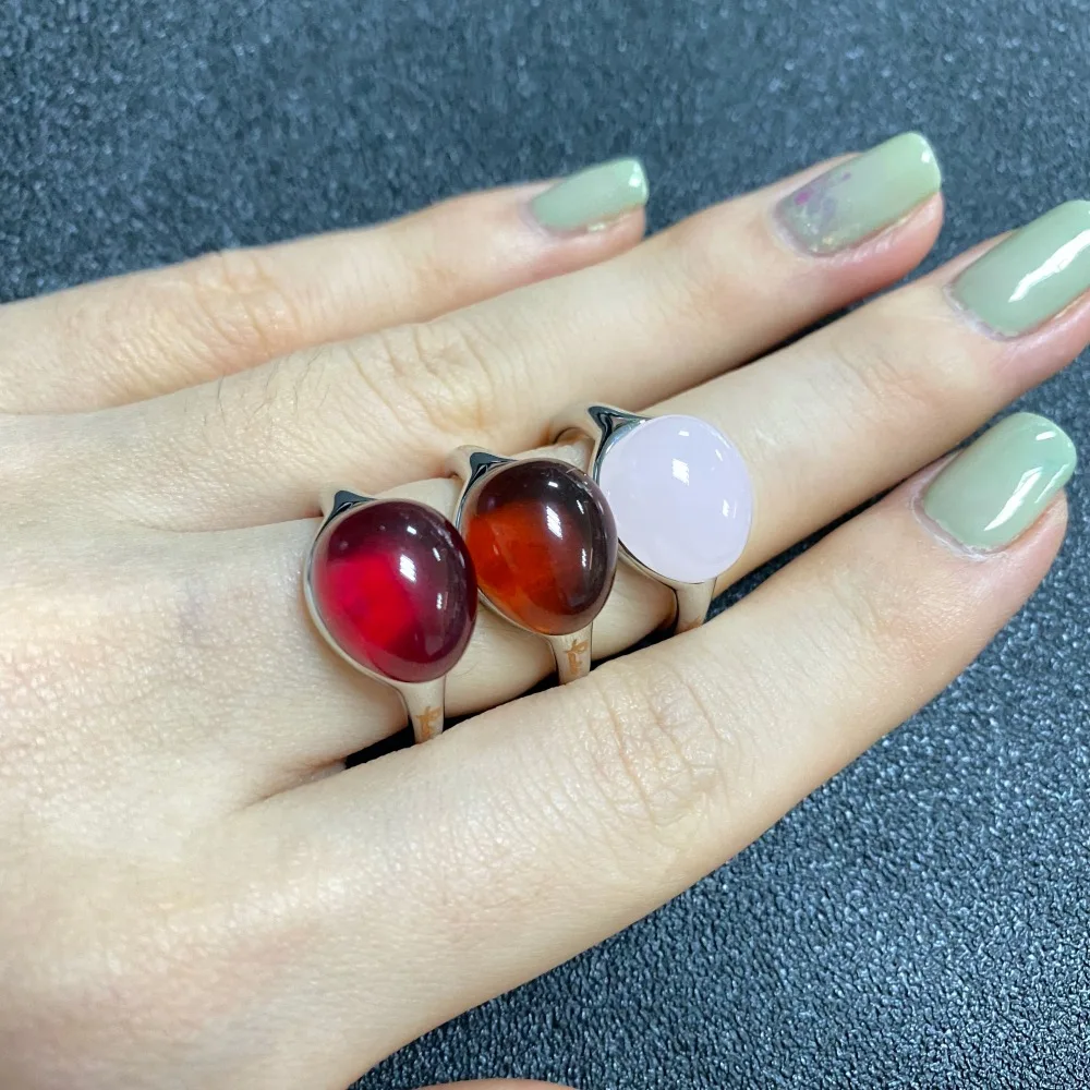 12x10mm Ladies Waterdrop Ring Gold Plated Natural Pink Crystal Ring High Quality Elegant Fashion Jewelry Birthday Gift