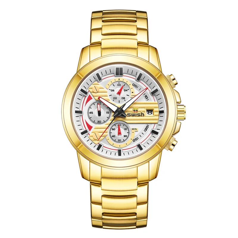 2023 Popular European and American multi-functional calendar sports waterproof steel belt men's watch quartz watch