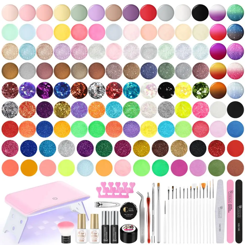 

COSCELIA Nail Set With UV LED Lamp Dryer Temperature Nail Gel Polish Kit Soak Off Manicure Tools Set Base Top Coat Nail Tools