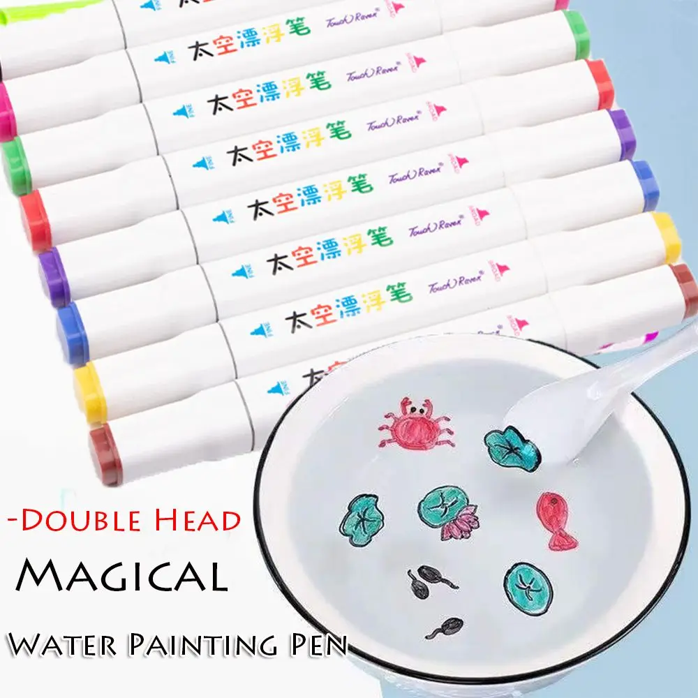 

Attractive Magical Water Painting Pen Upgraded Double Head Floating Marker Pens Colorful Doodle Mat Pens for Teaching Drawing