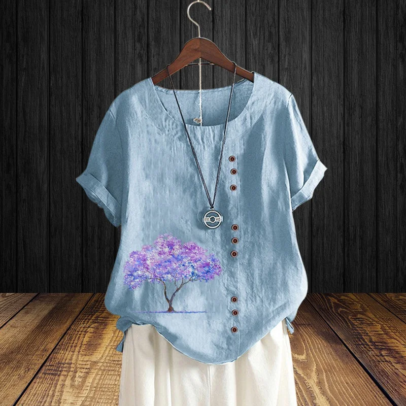 

Женская летняя свободная футболка с круглым вырезом и коротким рукавом