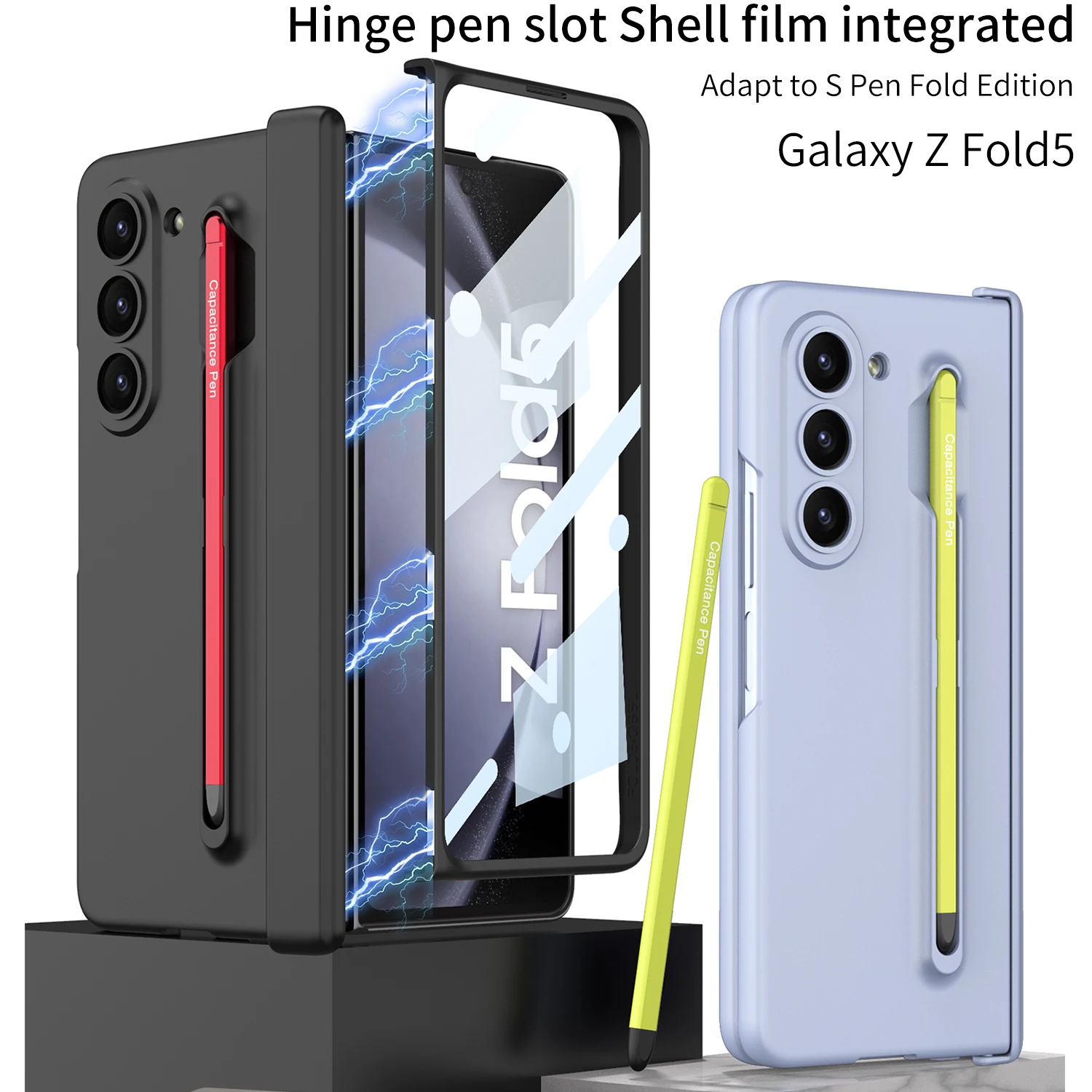 

Ultra-thin One-piece Pen Slot Shockproof Armor Case for Samsung Galaxy Z Fold 5 Magnetic Hinge Case Stand Cover for Z Fold5 Case