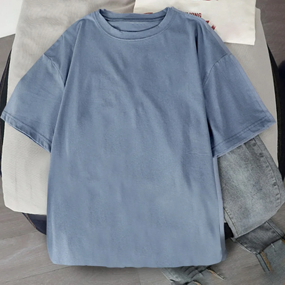 

Женская футболка высокого качества, футболка, летняя Однотонная футболка с коротким рукавом, базовый Женский Повседневный Топ, женская фут...