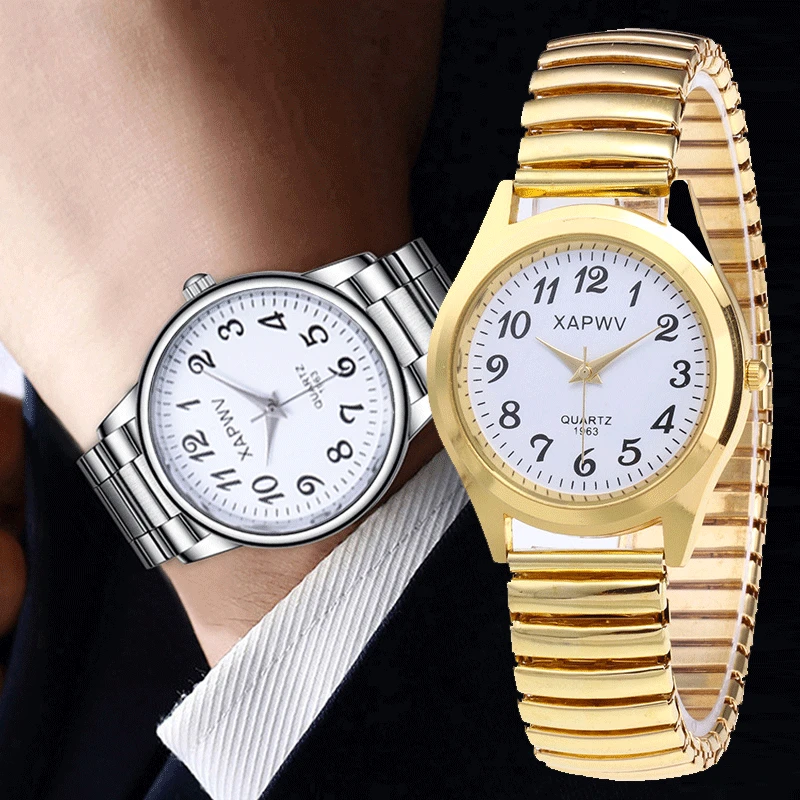 

Часы наручные для мужчин и женщин, деловые кварцевые с браслетом из нержавеющей стали, с браслетом для влюбленных пар, подарок для пары