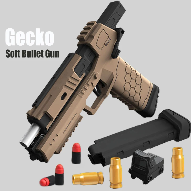 

Csnoobs Gecko Launcher Soft Bullet Darts Toy Gun Outdoor Game Airsoft Rifle Air Pistol Pneumatic Shot Gun for Boys Chrismas Gift
