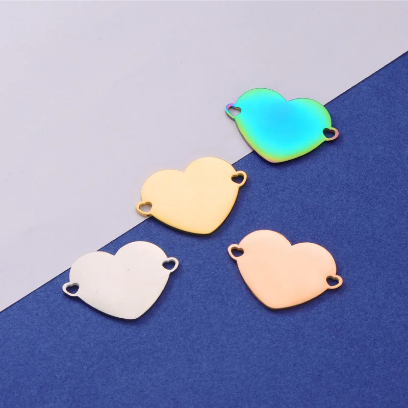 2 Pieces Pendant Mirror Stainless Steel Vacuum Plating Love Pendants Necklace Bracelets DIY Jewelry Making Accessories Wholesale