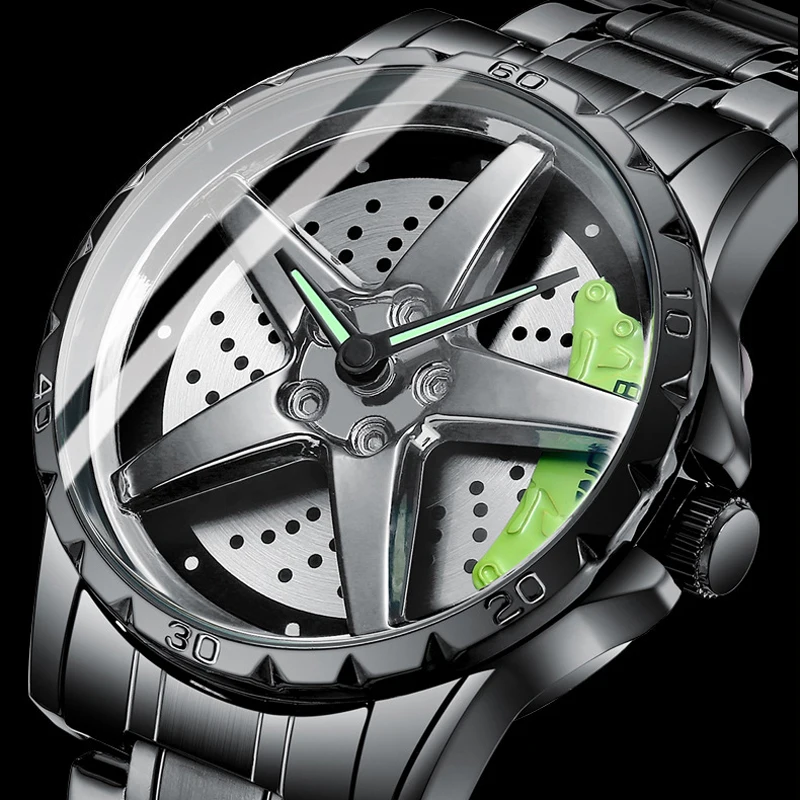 Reloj deportivo con diseño de llanta para hombre, cronógrafo de pulsera de cuarzo con rueda de coche, diseño personalizado, resistente al agua, creativo, nuevo, 2022