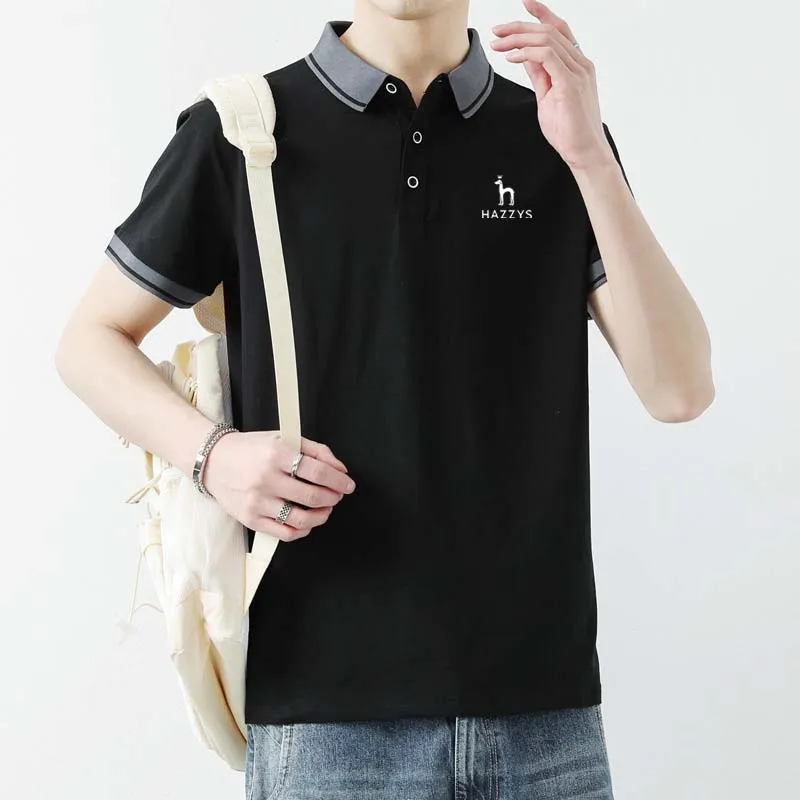 Men's HAZZYS Clothing Classic Polo T Shirt For Golf Wear Summer Short Sleeve Men Casual Cotton Luxury Designer Solid Slim Polos
