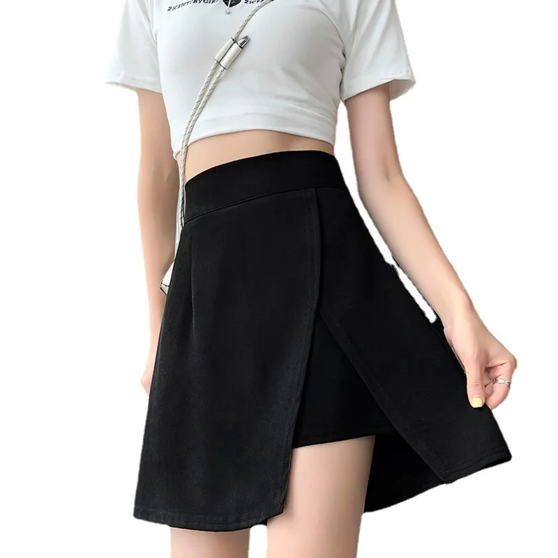 

Preppy Style High Waist Goth y2k Pleated Skirt Girls Anti Slip Mini Skirt Plus Women Asymmetrical A Line Skirt with Safe Shorts