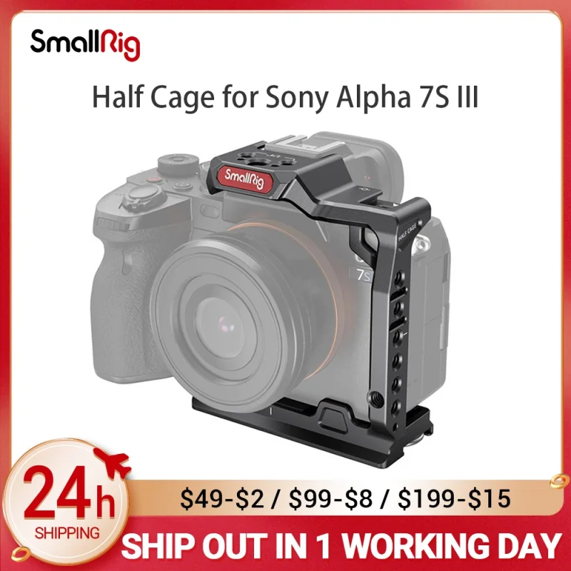 

Полуклетка SmallRig для камеры Sony Alpha 7S III A7s3, 1/4 дюйма-20 дюймов и ARRI 3/8 дюйма-16 резьбовых отверстий и холодного башмака
