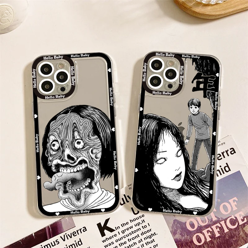 

Junji Ito Collection Tees Horror Phone Case for iPhone 11 12 13 Mini Pro Max 14 Pro Max Case shell