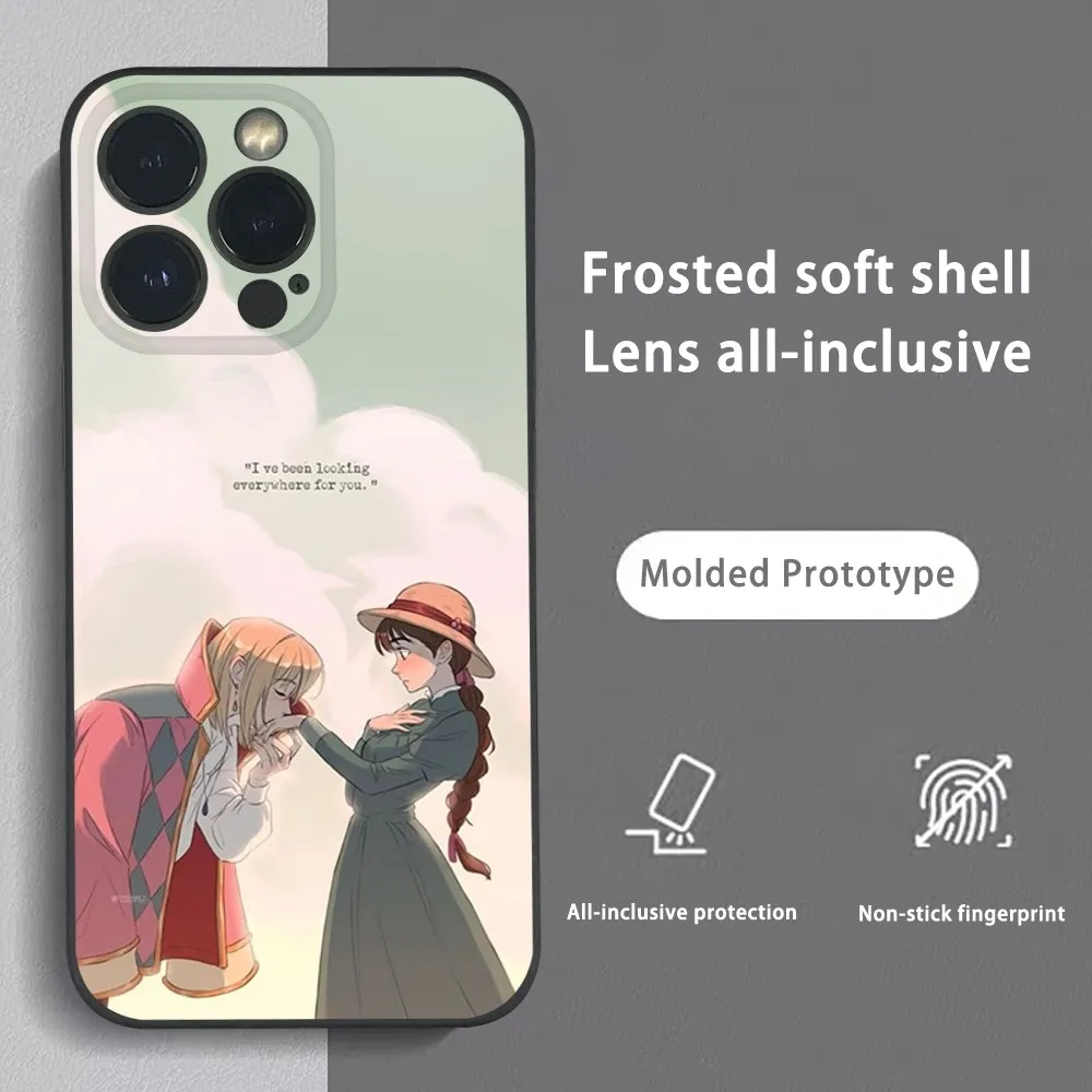 H-Howls Moving C-Castle Phone Case For iPhone 16 15 14 13 12 11 Pro Max Plus Mini Frosted Soft Shell Funda