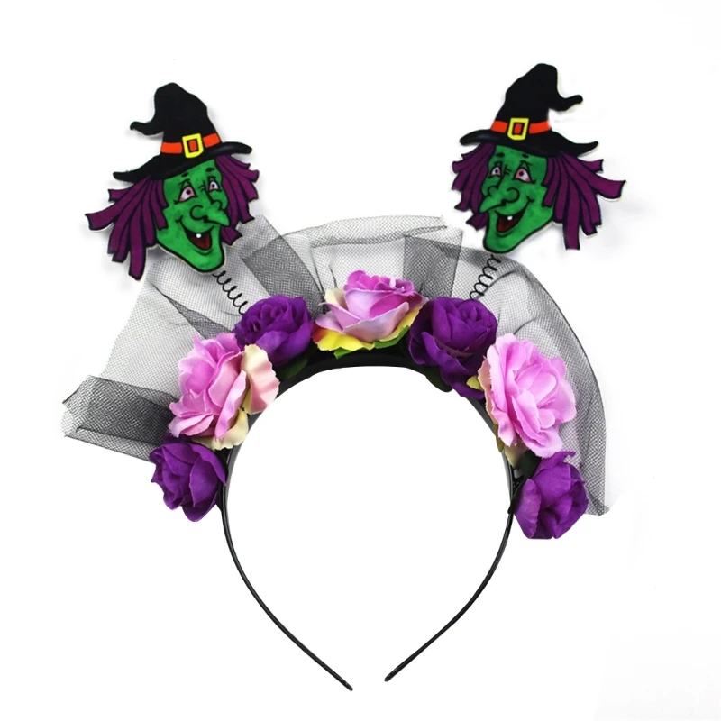 

50JB Multipurpose Halloween Witch Headband Decorative for Creative Cosplay Costume