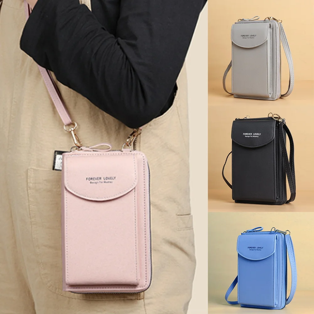 

2022 Shoulder Women Bag Crossbody Mobile Phone Bags PU Wallet Mini Handbags Card Holder Organizer Universal Smartphone Satchels