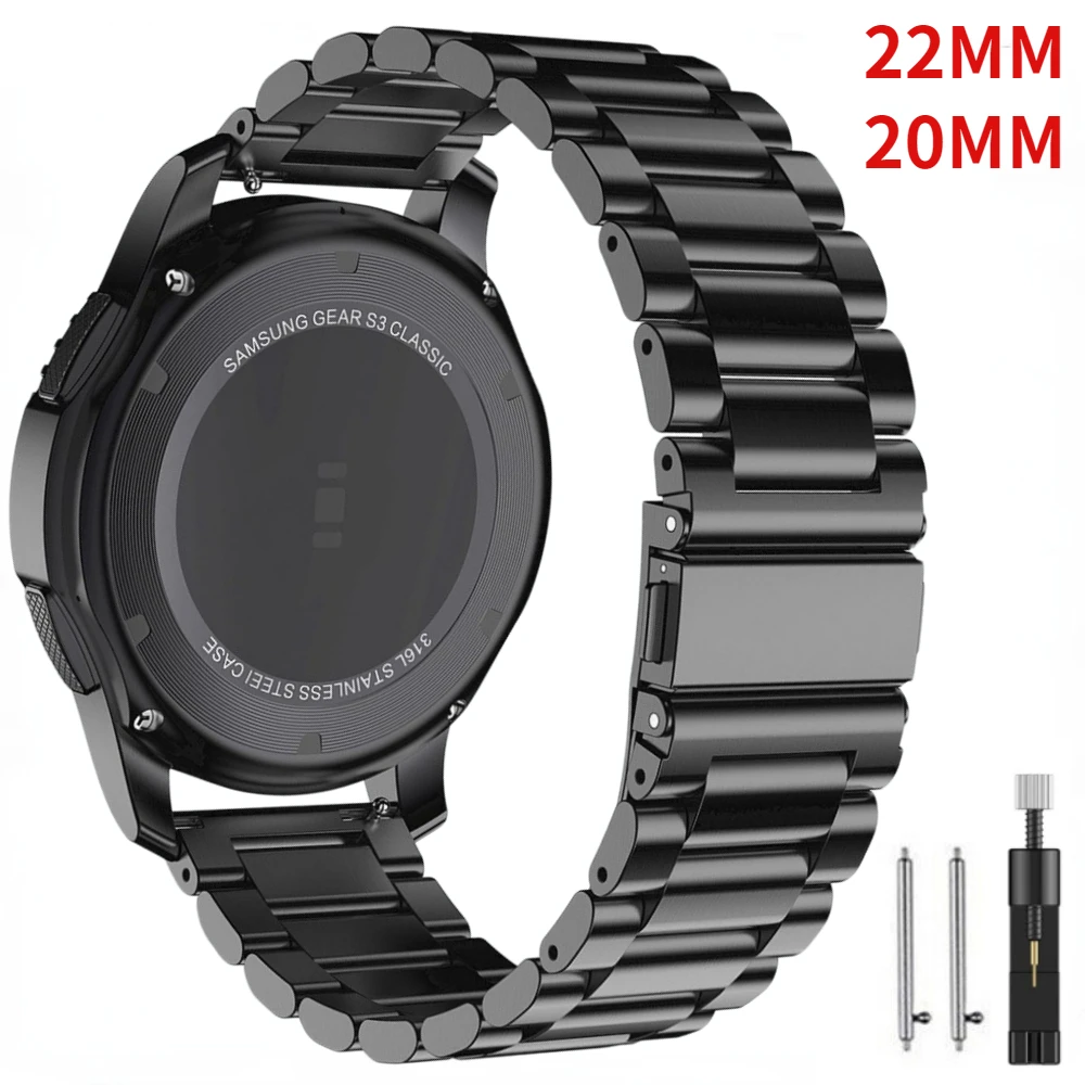 20 22mm Stainless Steel Strap For Samsung Galaxy Watch 3/Gear S3/4/Classic/5/Pro Metal Bracelet Huawei Watch 3/GT 2  Amazfit GTR