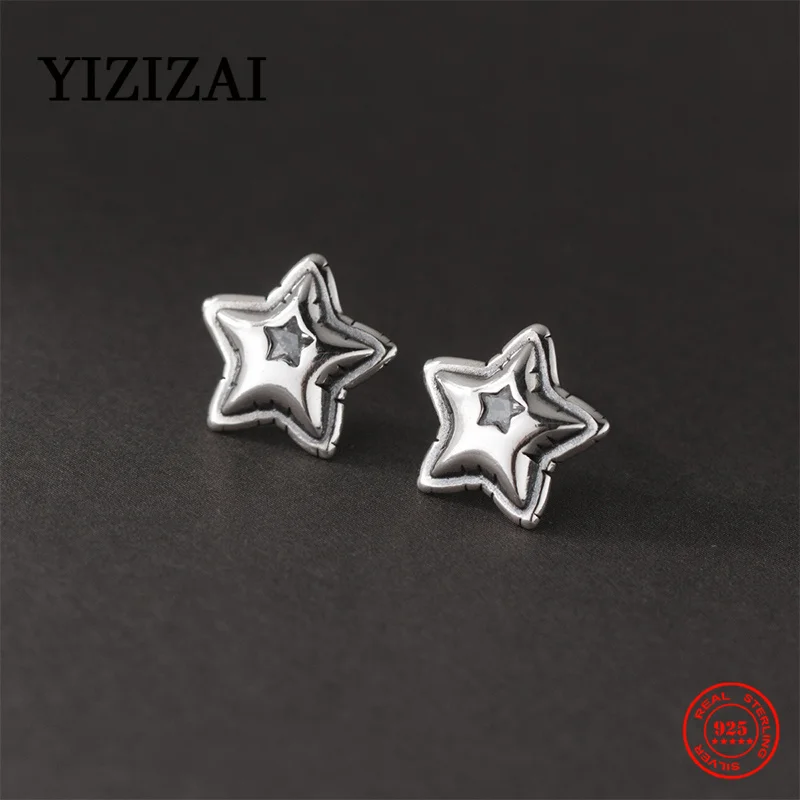 

YIZIZAI Korean Style S925 Sterling Silver Simple Star Stud Earring Tiny Zircon Ear Studs For Women Jewelry Gift