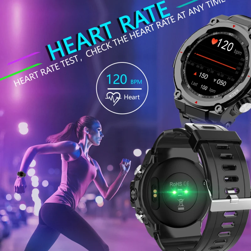 

Ip68 Водонепроницаемые спортивные Смарт-часы 1,28 дюйма монитор сердечного ритма кровяное давление, умные часы 550 мАч смарт-браслет шагомер