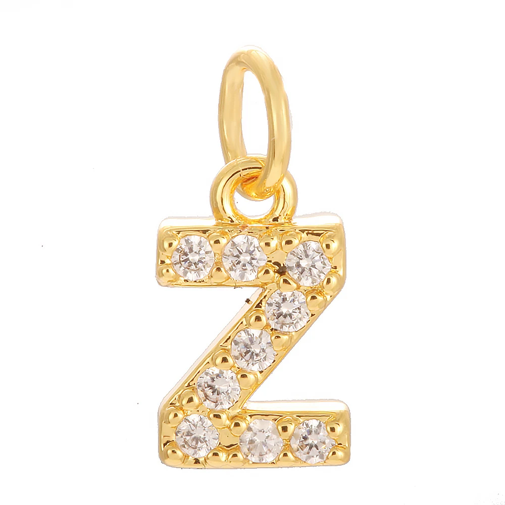 Small Gold Color Letter Charm for Jewelry Making Supplies Letter ABC Pendant Design Diy Charms Necklace Earring Zircon Wholesale images - 6