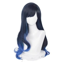 project sekai colorful stage shiraishi an cosplay wig long 70cm blue gradient curly heat resistant women wigs