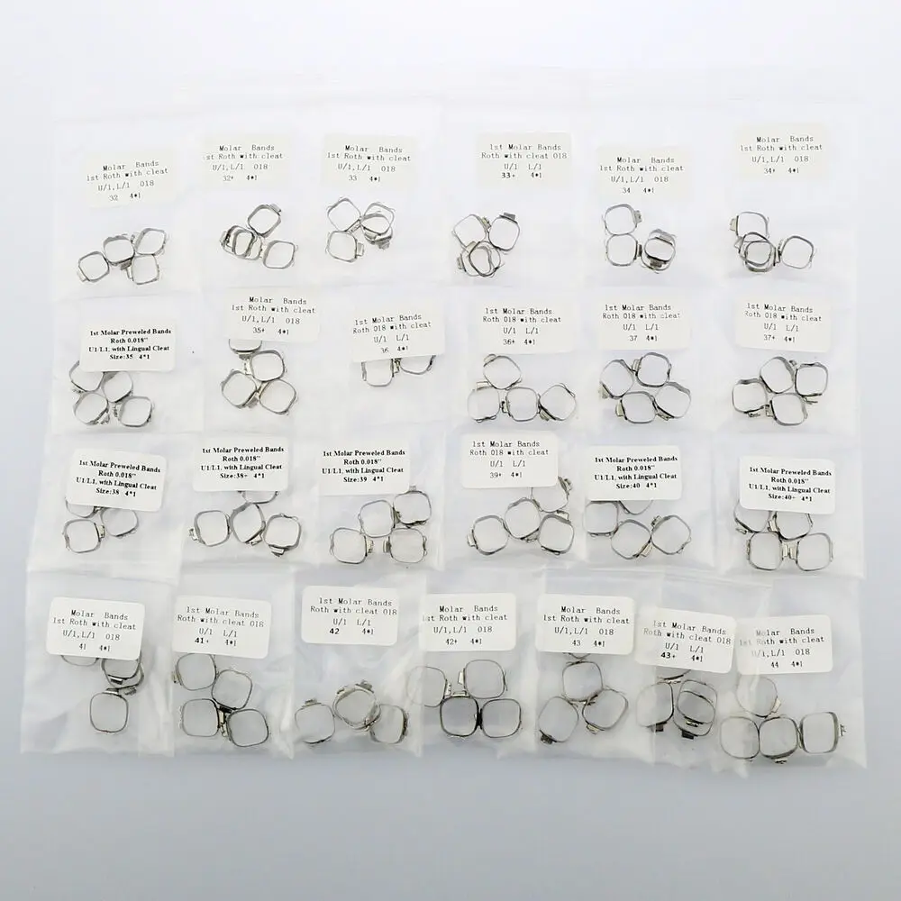 Dental Orthodontic Bands #32 to #44 Roth 018 1st Molar Buccal Tubes With Cleat