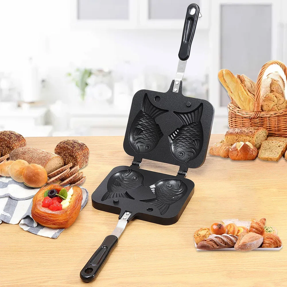 

Taiyaki Japanese Fish Shape Bakeware Pan Non-Stick Cake Home Double Pan DIY Dessert Cooking Pan Plate Breakfast Waffle Machine