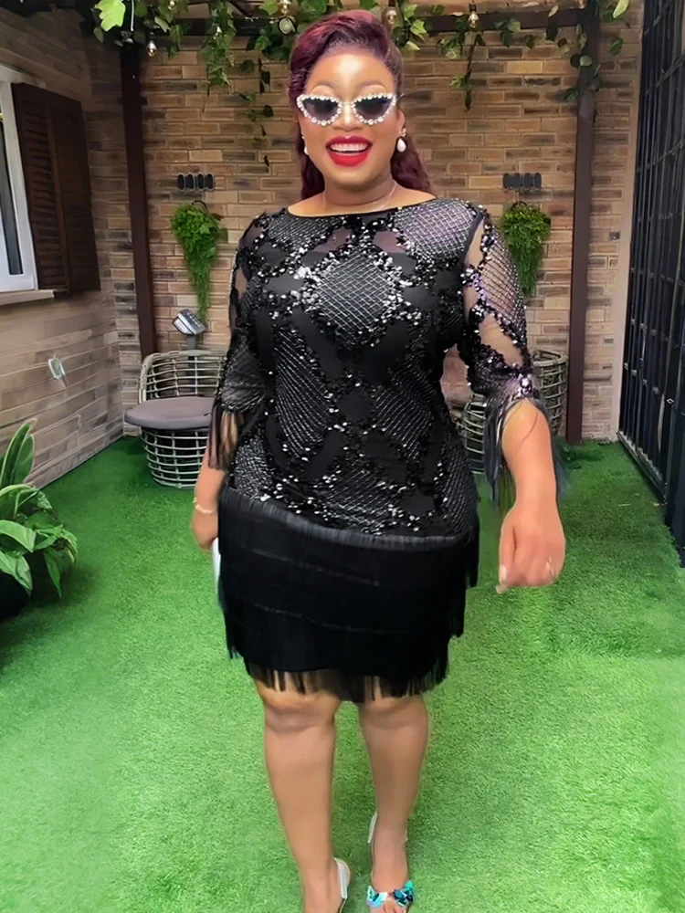 Элегантные платья с пайетками для женщин африканская одежда вечернее платье