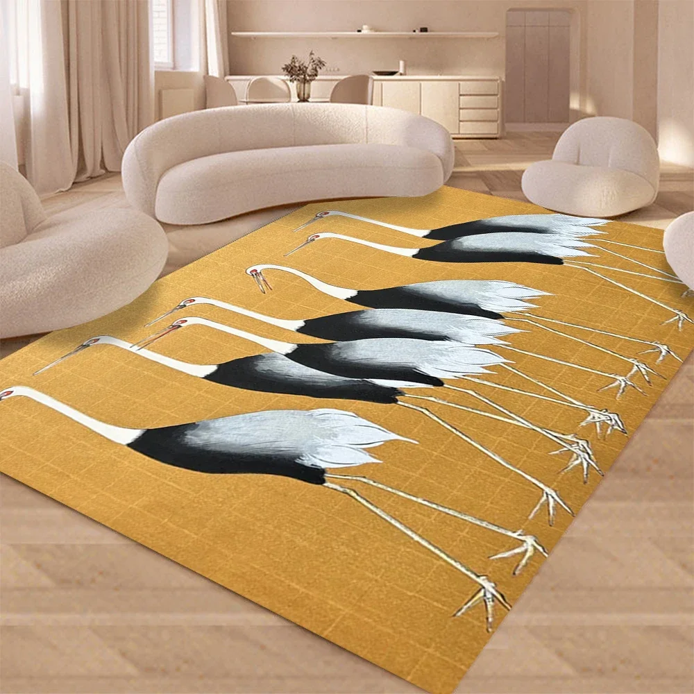 Японский ковер с красной короной и журавлями художественные принты декор коврик