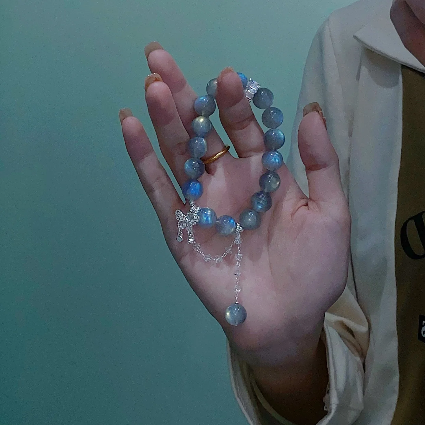 Оригинальный дизайн натуральный серый лунный свет браслет с кисточками для