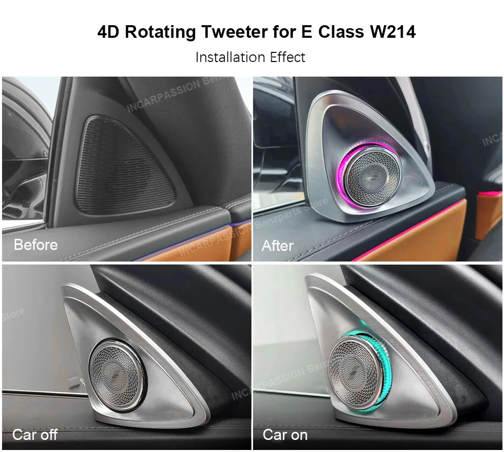 Фото 4D вращающийся твитер для Mercedes Benz E-class W214 RGB светодиодный светящийся автомобильный динамик, звуковой сигнал, ремонт чехлов для динамиков №2