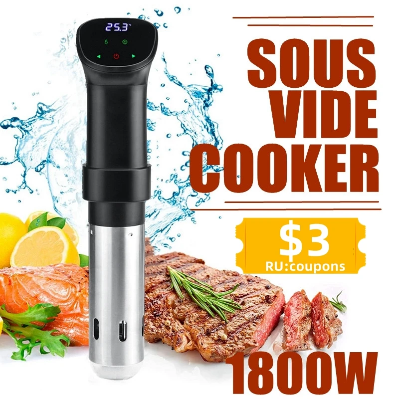 1800W IPX7 Waterproof Vacuum Sous Vide Cooker Immersion Circulator Accurate Cooking With LED Digital Display Slow Cooker Heater