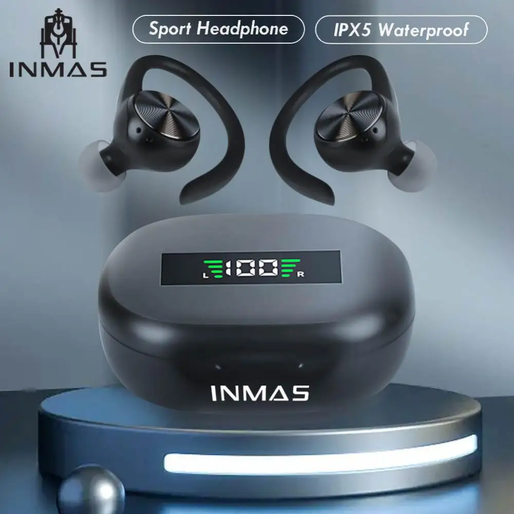 

Sports Headphones With Charging Case Stereo Bluetooth Wireless Headset Waterproof Ear Hooks Tws Earphones For Xiaomi Huawei