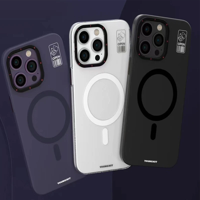 YOUNGKIT HERMI For iPhone 14 pro Max Case Magsafe Magnetic Shockproof Invisible Bracket Kickstand Matte For iphone 14 pro case