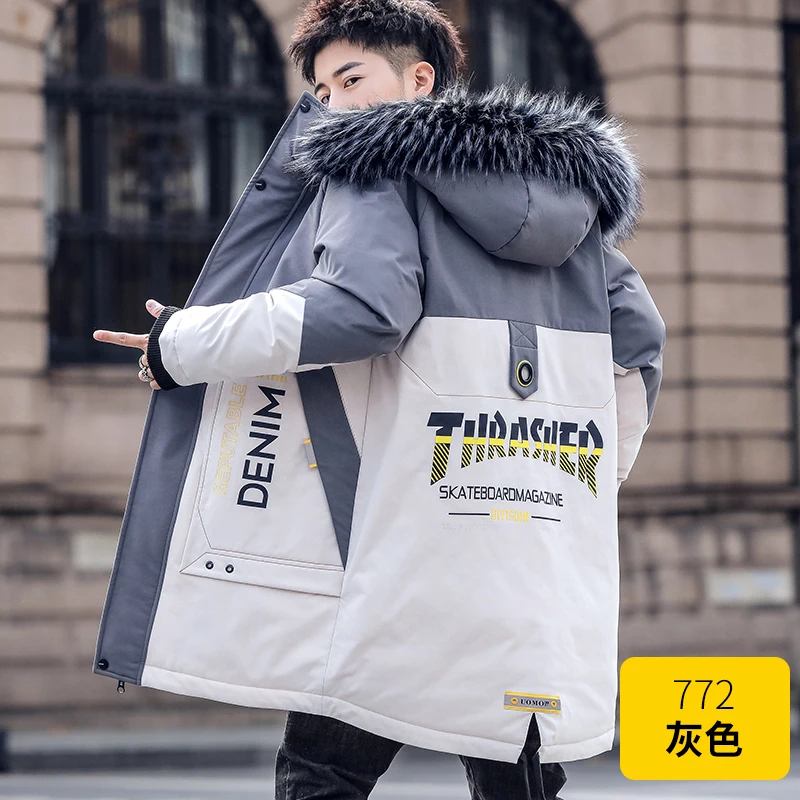 Down Jacket Men's Mid-Length New Men's Winter Coat Thickened Youth Student Parka