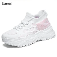 loekeah couple increased casual shoes fashion lace up casual sneakers mesh breathable platform walking sports shoes trendy