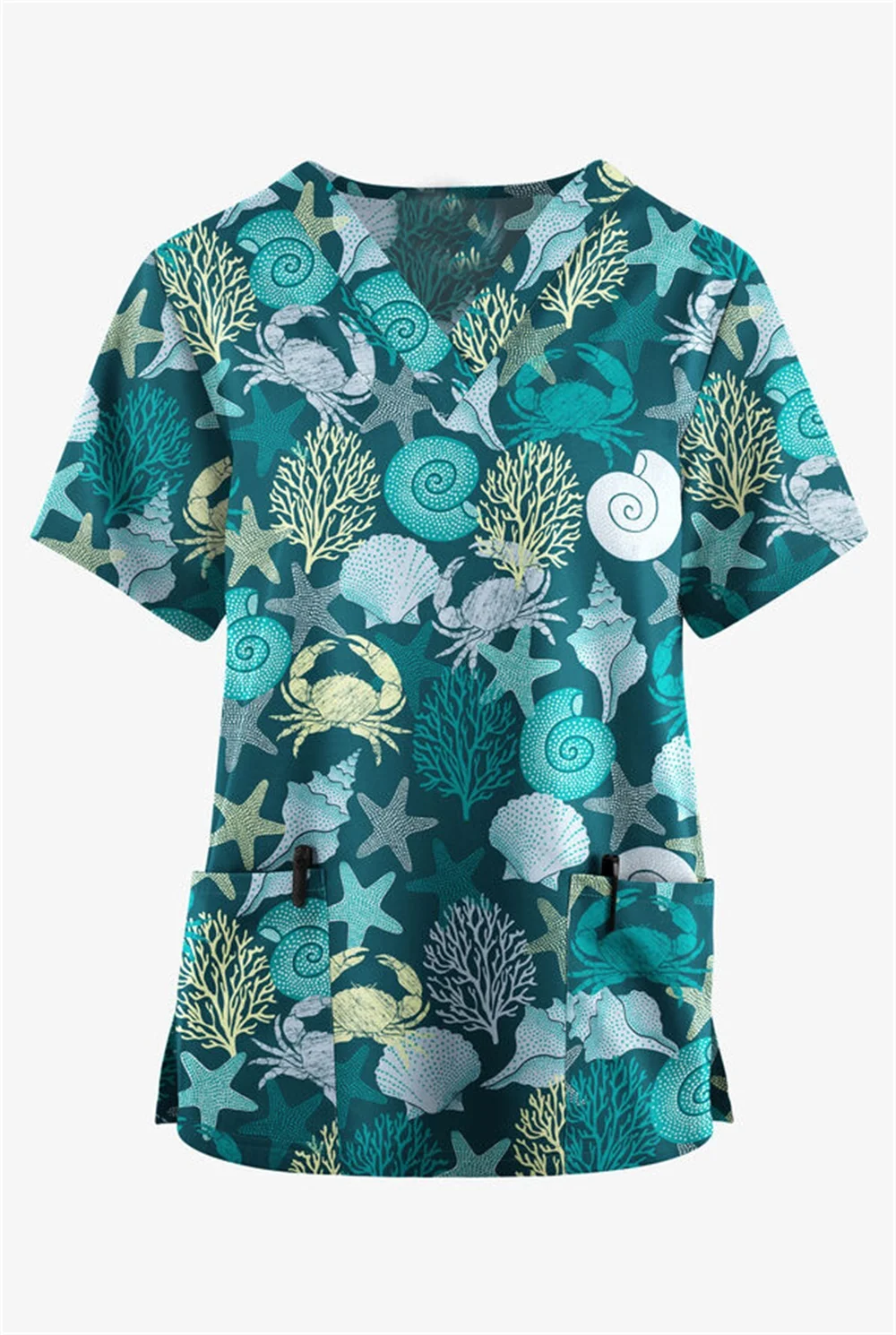 Женский топ с коротким рукавом V-образным вырезом и принтом животных