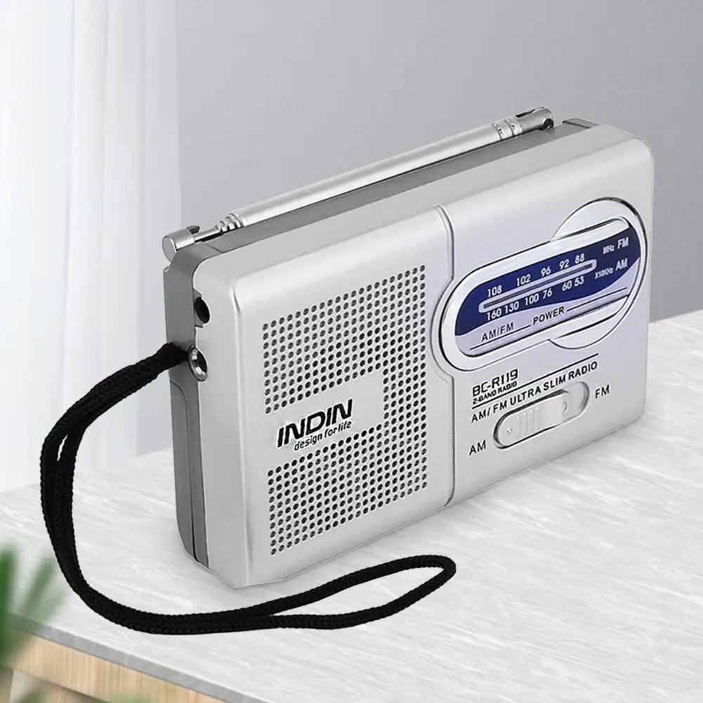

BC-R119 Radio Speaker Good Sound Effect Multifunctional Silver Gray Stable Transmission FM AM Radio Receiver for Elder