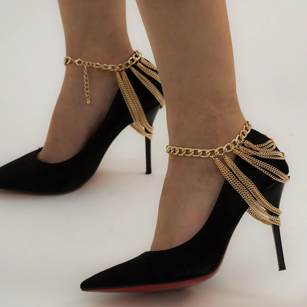 

Multi Layered Link Chain Tassel Bracelets Anklets for Women Gold Color Anklets On Foot Barefoot Sandals Jewelry