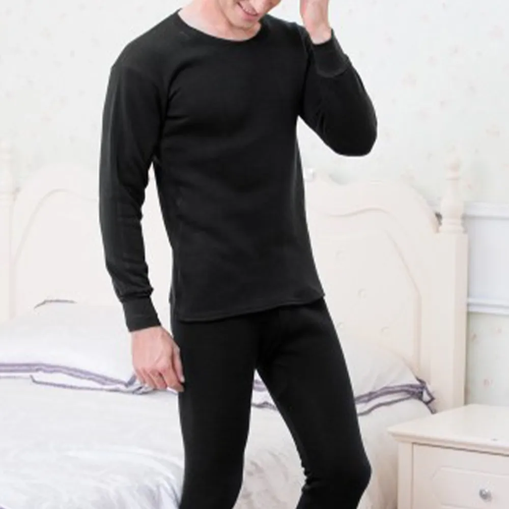 

2Pcs Men Thermal Underwear Long Johns Plus Velvet Suit Pajamas Home Service Backing Lining Thick Warm Clothing Bottoming Shirt