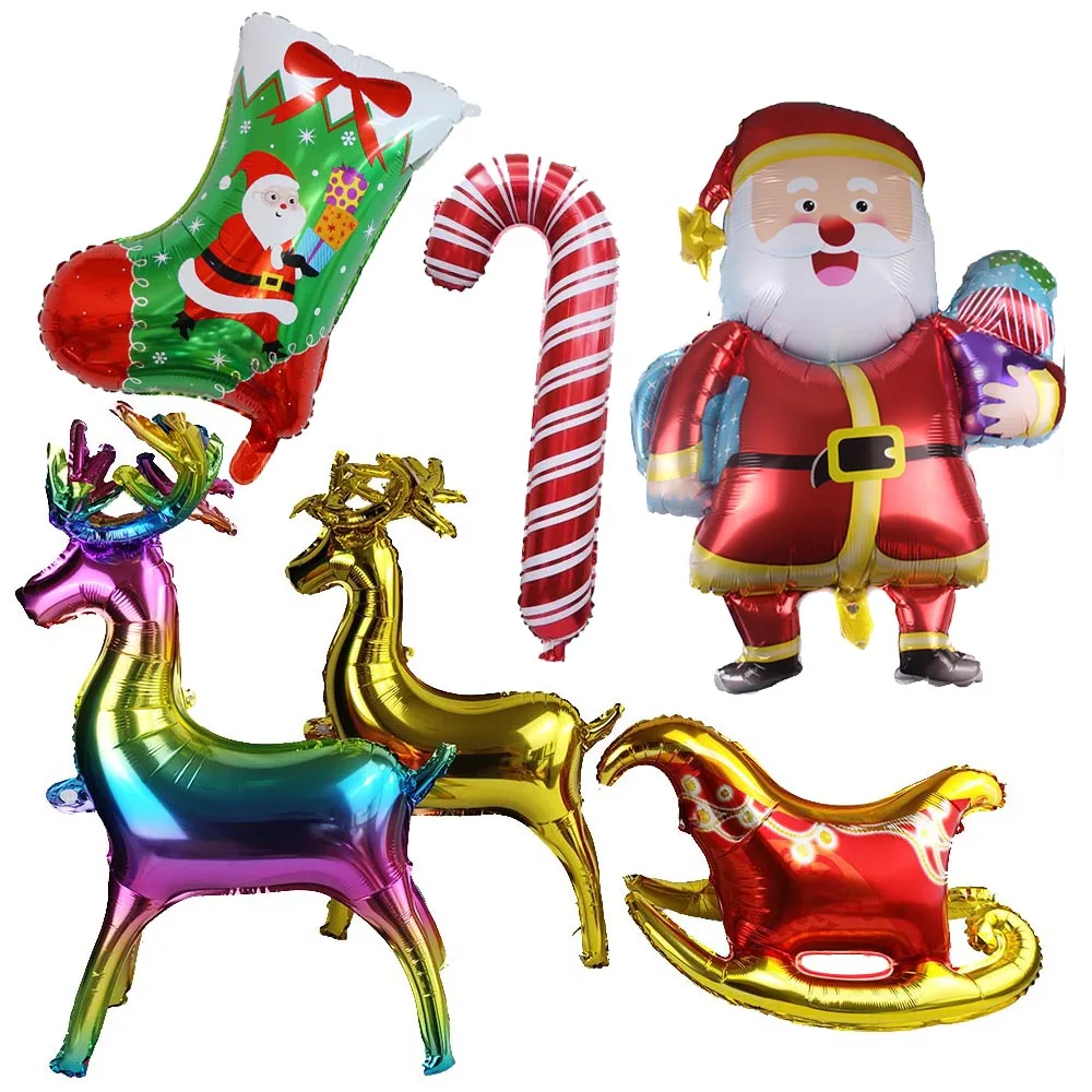 1pc Gold Standing Deer Balloons Reindeer Santa Sled Sock Foil Balloons Xmas ornaments Christmas Party Decoration Inflatable Toys