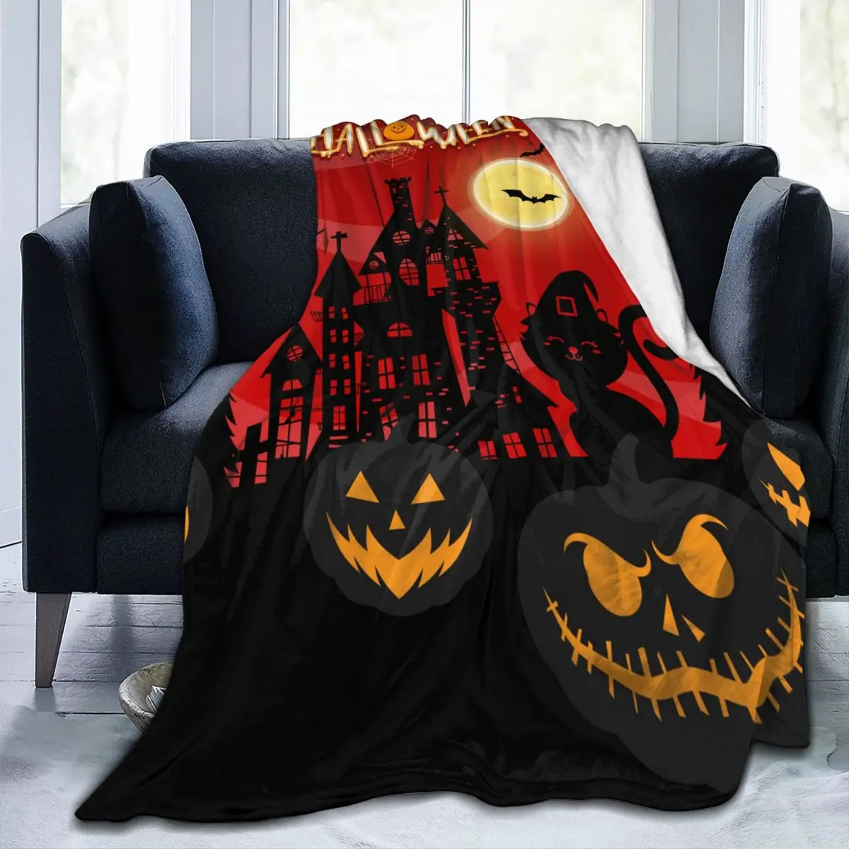 

Мягкое теплое фланелевое одеяло на Хэллоуин, праздник, путешествия, переносное зимнее тонкое покрывало для кровати, дивана, одеяло