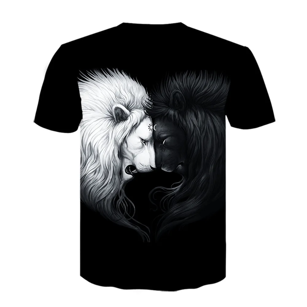 Новинка 2022 футболка с принтом тигра Льва мужская летняя свободная модная