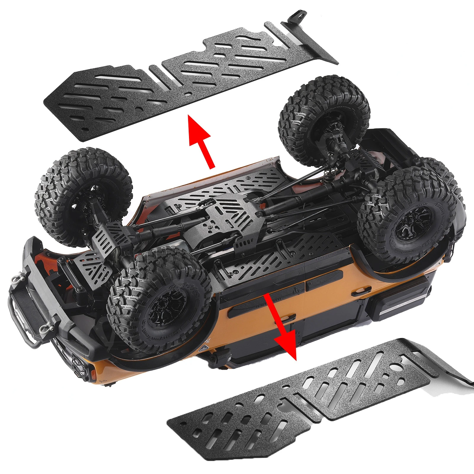 

Left and right weighted chassis metal bottom protection is suitable for 1:10 TRX4 RC remote control car upgrade accessories