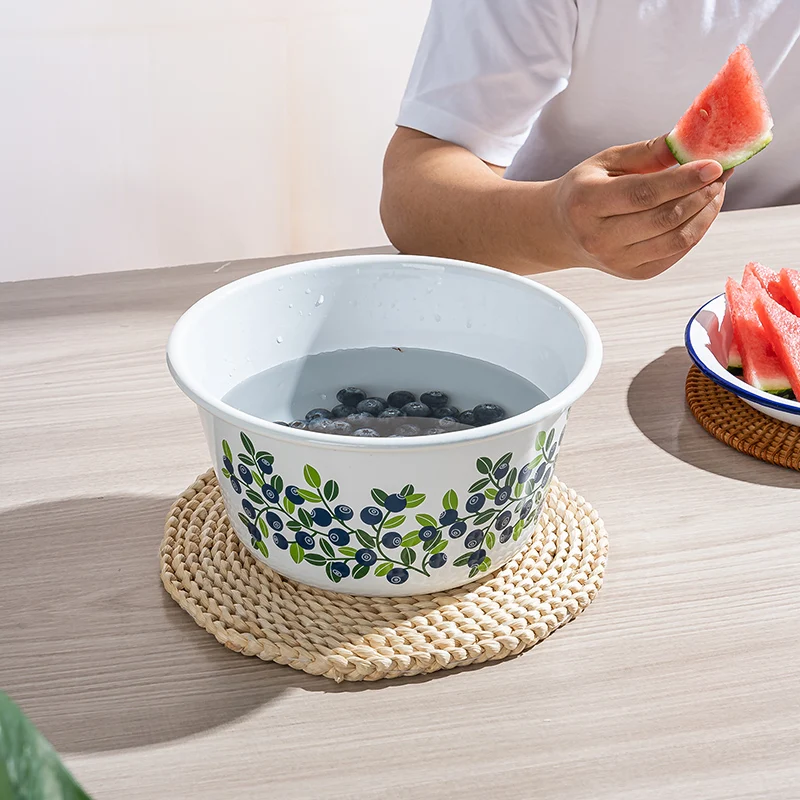 

Mixed Cold Dishes Are Easy to Clean Enamel Basin Kitchen Special Basin Wash Vegetables and Fruits Enamel Basin Mixed Salad